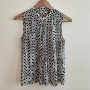 Madewell black & ivory silk print blouse .